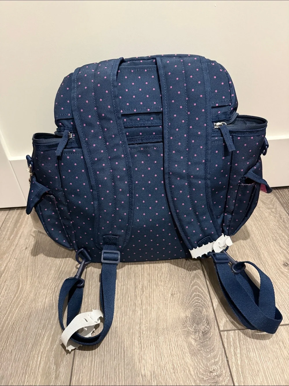 Matilda Jane Navy with Pink Polka Dots Backpack cooler or diaper bag